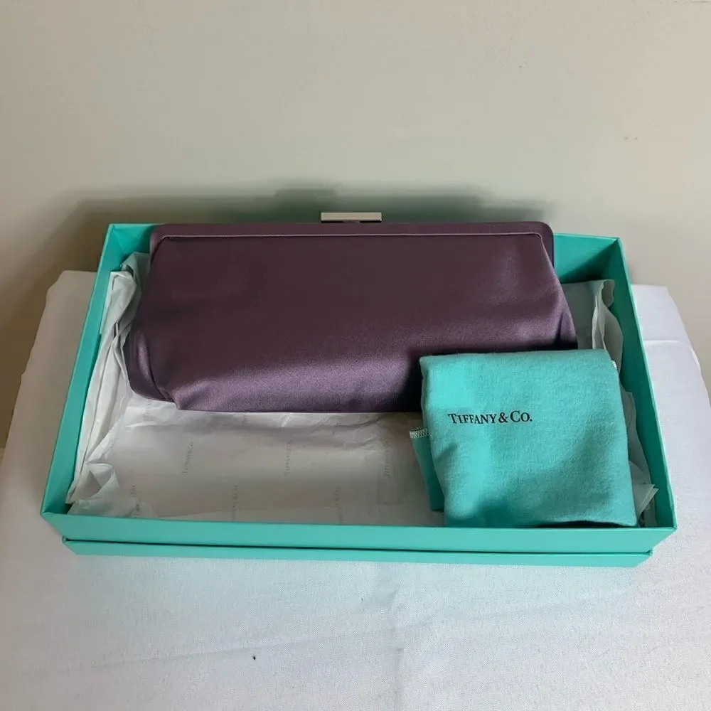 Tiffany & Co. Holly Satin Clutch - Purple - New